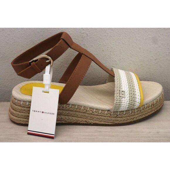 Tommy Hilfiger Women's Sz 8.5 Neutral Crochet Flatform Espadrille Sandals - Picture 10 of 11